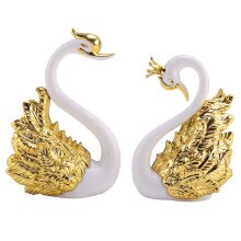 2 Pieces of Swan Ornaments Figurines,Swan Cake Decoration,Car Figurines Decoration,Home Wedding Christmas Decoration A
