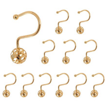 Gold Dusch Vorhang Haken Ringe, Set mit 12 Dekorativen Dusch Vorhang Haken, Metall Rostfreie Dusch Ringe für Bade Zimmer
