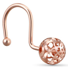 Rose Gold Shower Curtain Hooks Rings,Set of 12 Decorative Shower Curtain Hooks,Metal Rustproof Shower Rings for Bathroom