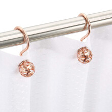 Rose Gold Shower Curtain Hooks Rings,Set of 12 Decorative Shower Curtain Hooks,Metal Rustproof Shower Rings for Bathroom