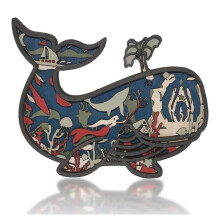 Animales de Madera 3D Tallados Arte de Ballena Decoración Escultura de Pared Figurita Artesanía del Océano Silueta Adorno Arte