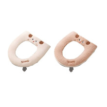 Universal Zipper Toilet Mat Cartoon Lamb Wool Toilet Toilet Mat Bathroom Accessories White & Light Brown