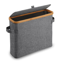 Suporte de Papel Higiênico de Bambu com Tampa de Bambu para Banheiro, Armário, Banheiro, Cinza