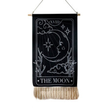 Printed Tassel  Decorative Hanging Cloth Background Wall Cloth for Studio, Bedroom and Living Room B