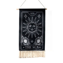 Printed Tassel Decorative Hanging Cloth Background Wall Cloth for Studio, Bedroom and Living Room A