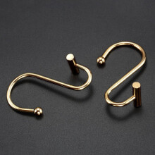 Shower Curtain Hooks Rings,Brass Decorative Shower Curtain Rings for Bathroom Shower Rod,Shower Hooks Hangers T Shaped