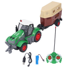 Interactive Farm Tractor Toy with Remote Control Detachable Trailer Front Loader Working Lights and Cab Lighting Suitable for All Skill Levels