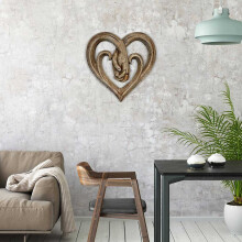 Holz Herz HäNdchen Haltend Wand Dekor Skulptur Wandkunst Handshake AnhäNger Handwerk Statue für Home Office Wanddekorationen