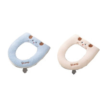 Universal Zipper Toilet Mat Cartoon Lamb Wool Toilet Toilet Mat Bathroom Accessories White & Light