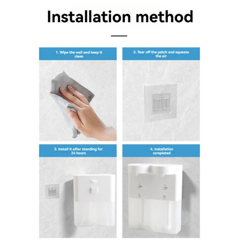 300ML Automatic Sensor Double Soap Dispenser USB Charging Soap Dispenser 3 Level Adjustable Wall Mount for Bathroom,B