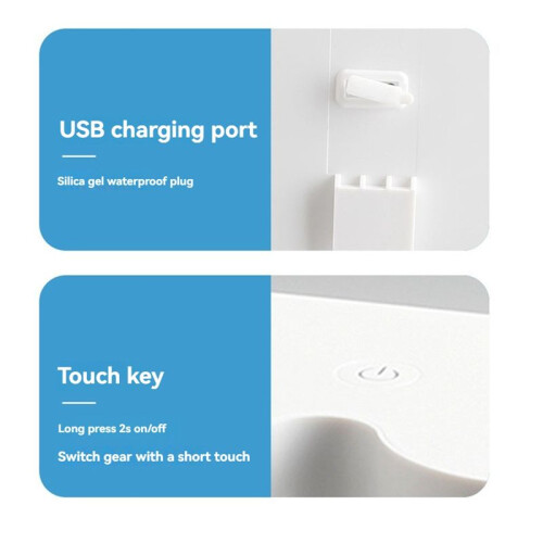300ML Automatic Sensor Double Soap Dispenser USB Charging Soap Dispenser 3 Level Adjustable Wall Mount for Bathroom,B