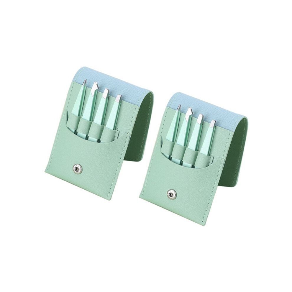 Tlily 2 Sets Of Eyebrow Clip Sets Stainless Steel Tweezers Eyebrow Clip Eyebrow Trimming Set Green