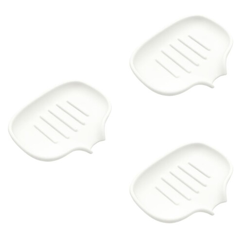 Self Draining Soap Dish, Quick Drain, Bathroom Soap Dish Silicone Soap Tray for Kitchen White