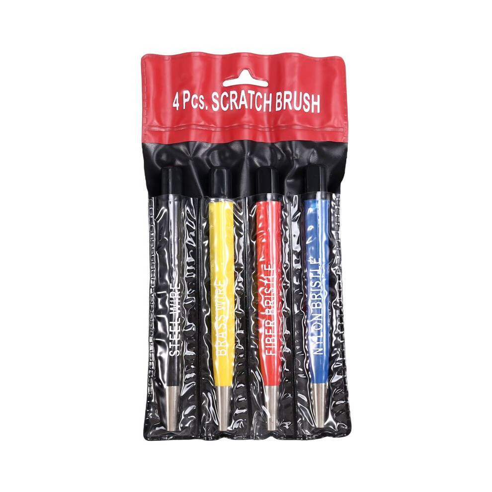 4Pcs Scratch Brush Pen Set Pre-P Sanding Fiber-Glass Steel Brass Nylon Multi Function Removing Corrosion & Rust Jewelry 4711907237784
