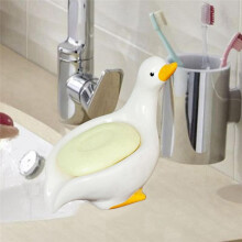 Cute Duck Shaped Soap Box, Ceramic Duck Soap Box with Drain Soap Rack, Duck Laundry Soap Box Storage Tray