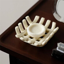 Ceramic Soap Holder for Bathroom, Stylish Self-Draining Dish with Hollow Design, Ideal for Shower and Bathroom Use A