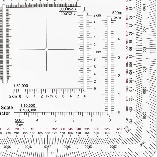 Square Military Coordinate Scale Protractor for Land Navigation, Military Style UTM/MGRS Coordinate Scale 2