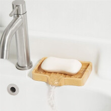 Bamboo Soap Dish Holder Tray, Wood Bar Soap Saver Self Draining Soap Case for Bathtub Hotel Home Decoration