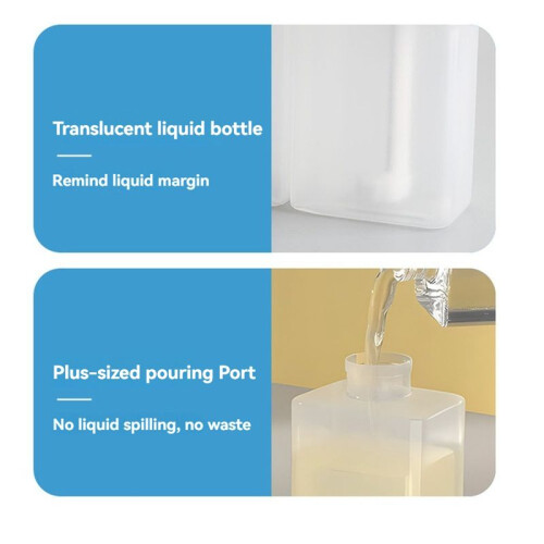 300ML Automatic Sensor Double Soap Dispenser USB Charging Soap Dispenser 3 Level Adjustable Wall Mount for Bathroom,B 1