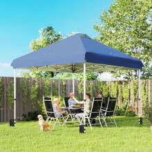 Outsunny 3x3 m Pop Up Gazebo w/ Wheels, One-Touch Party Tent, Dark Blue