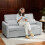 Homcom HOMCOM 2 Seater Sofa Bed, Convertible Pull Out Bed Settee, Light Grey 1