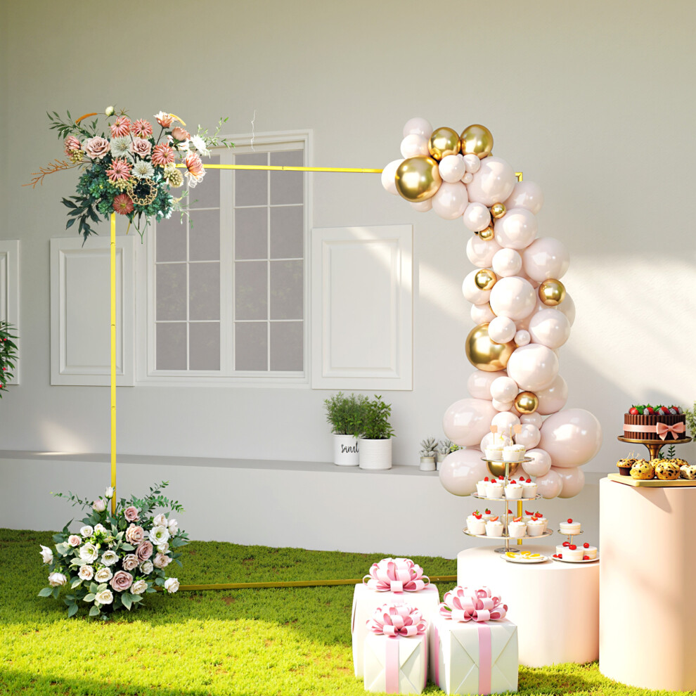 Outsunny Wedding Arch Backdrop Stand, Wedding Arch With U-Shaped Stakes Gold