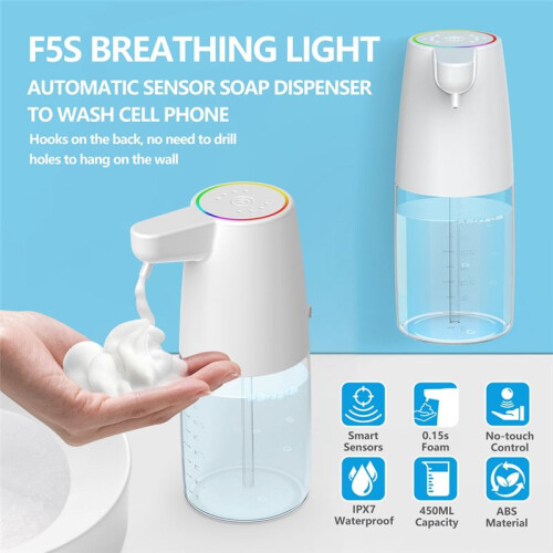 450ml Automatic Soap Dispenser Infrared Sensor Type-C Charging Touchless  Liquid Soap Dispenser Foam 1