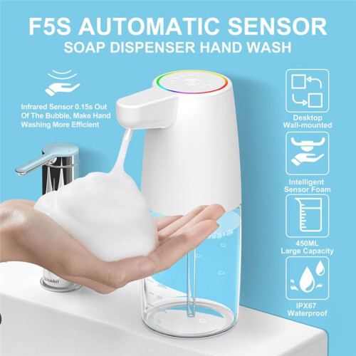 450ml Automatic Soap Dispenser Infrared Sensor Type-C Charging Touchless  Liquid Soap Dispenser Foam