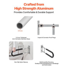 Toilet Safety Rail,U Shaped Handicap Grab Bar,Foldable Senior Safety Pole,Flip Toilet Grab Bars with Anti Slip Handle