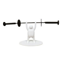 Weightlifter Bathroom Tissue Holder Funny Weightlifter Toilet Paper Rack All-White Little Figure+Black Barbell
