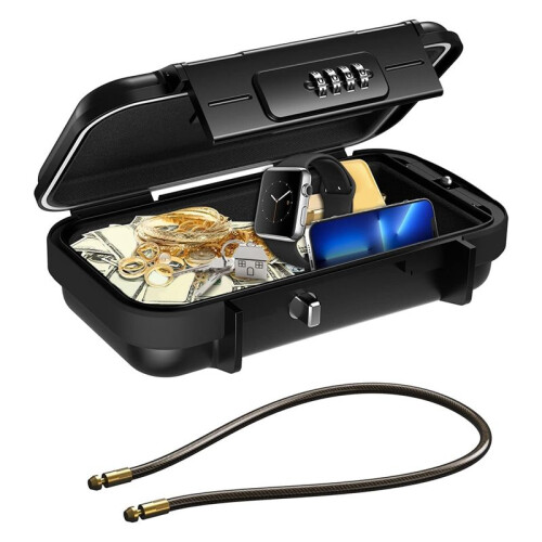 Portable Safe Box for Travel, Combination Security Case LockBox with Code, Waterproof Anti-Theft  Travel Safe Box B