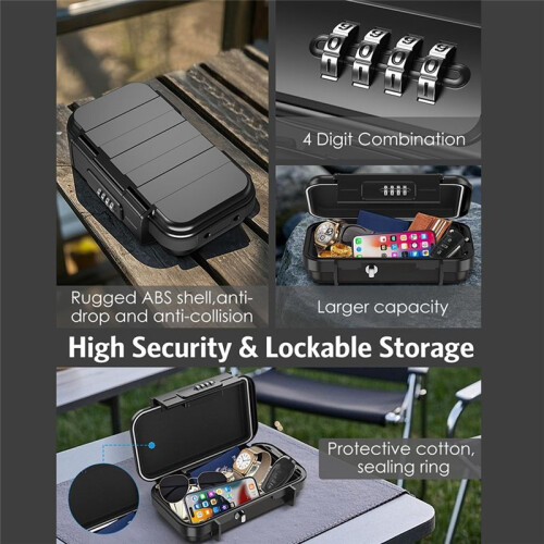 Portable Safe Box for Travel, Combination Security Case LockBox with Code, Waterproof Anti-Theft  Travel Safe Box B