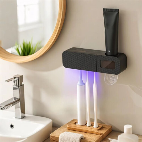Toothbrush Holder Wall Mounted Automatic Toothpaste Squeezer Storage Rack Bathroom Accessories Toothpaste Dispenser B 1