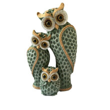 OwlDecorative Statue Sculpture Shelf Decor Figurine Cute Family of Three Owl Figurines Resin Bird Sculptures Owl Decor B