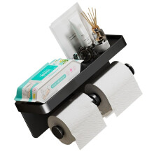 Aluminum Alloy Toilet Paper Holder Toilet Paper Holder Wall-Mounted Toilet Roll Shelf Phone Stand for Home Bathroom