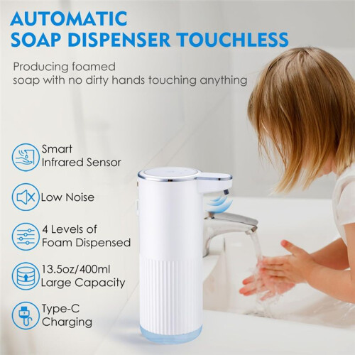 Automatic Foaming Soap Dispenser,Adjustable Electric Foam Hand Soap Dispenser,Touchless for Bathroom, Kitchen,13.5oz 1