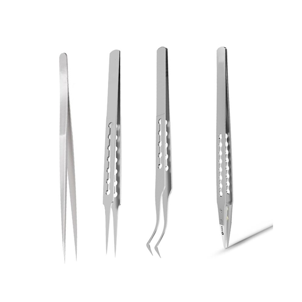 4pcs Tweezers Non-Magnetic Anti-Static Corrosion Resistant Tweezers for Precise Motherboard Jewelry Repair Forceps