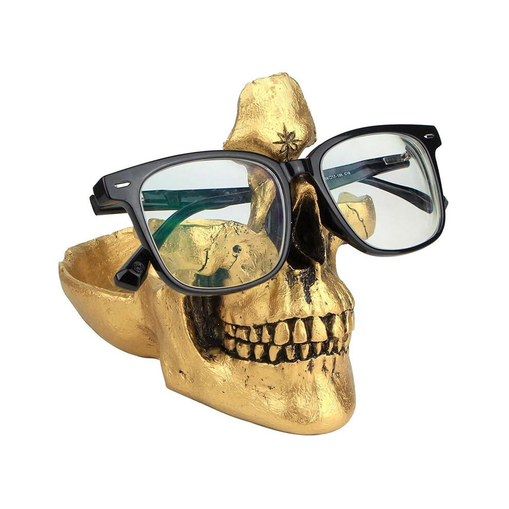 Skull Glasses Stand Holder,Eyeglasses Holder, Sunglasses Spectacle Display Rack, Key Holder Resin Sculptures