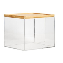 Disposable Face Towel Holder Box, Acrylic Facial Container for XL Clean Skin Club, Large Storage with Bamboo Lid