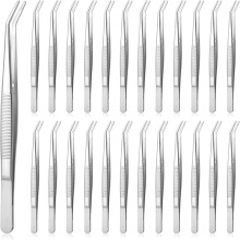 Stainless Steel Tweezers for Crafting with Curved Serrated Tip Multipurpose Forceps Sewing Machine Tweezers