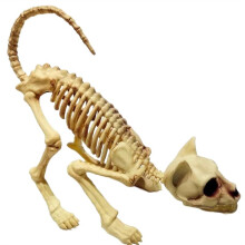 Decoración Aterradora de Halloween: Calavera de Gato Agachada, Animal Espeluznante para Fiesta de Vampiros.