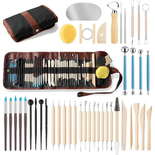 43PCS Pottery Tools Pottery Tools for Sculpting Polymer Clay Tools Kit for DIY Handcraft Modeling Clay Carving Tools Set