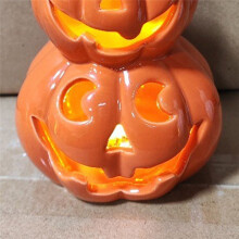 Halloween Decoration Pumpkin Ceramic Lamp Home Decor Table Decoration and Accessories Festival Ornaments LED Light
