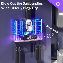 Toothbrush Holders for Bathrooms with Air-Drying,Toothbrush Holder with Countdown LED Screen,Holders Wall Mounted