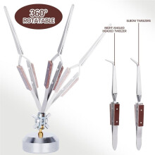 -Locking Tweezer, Reverse Tweezers for Crafting with 360Rotation Base, Third Hand Soldering Tool,for DIY Repairing