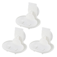3X Double Soap Dish Strong Suction Soap Holder Cup Tray for Shower Bathroom (White)