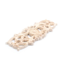 4X Rubber Wood Carved Applique Retro Furniture Crafts Decor New(22.5 x 8cm)