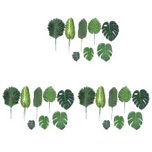 204 Pieces 8 Kinds Tropical Party Decorations Jungle Monstera Leaves , Artificial Leaves with Faux Stem