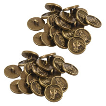 40PCs Zinc Alloy Buttons Horse Carved Round Bronze Tone 15mm( 5/8 Inch)Dia.