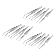 12Pcs Precision Tweezers Stainless Steel Thick Electronics Forceps Eyebrow Tweezers Anti-Skid Makeup Repair Multi Tools